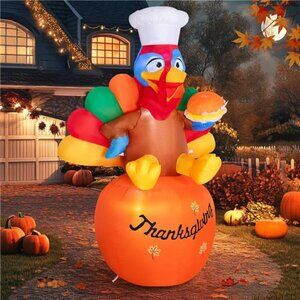 6 FT Inflatables Turkey for Thanksgiving Outdoor Decoration, Chef Turkey